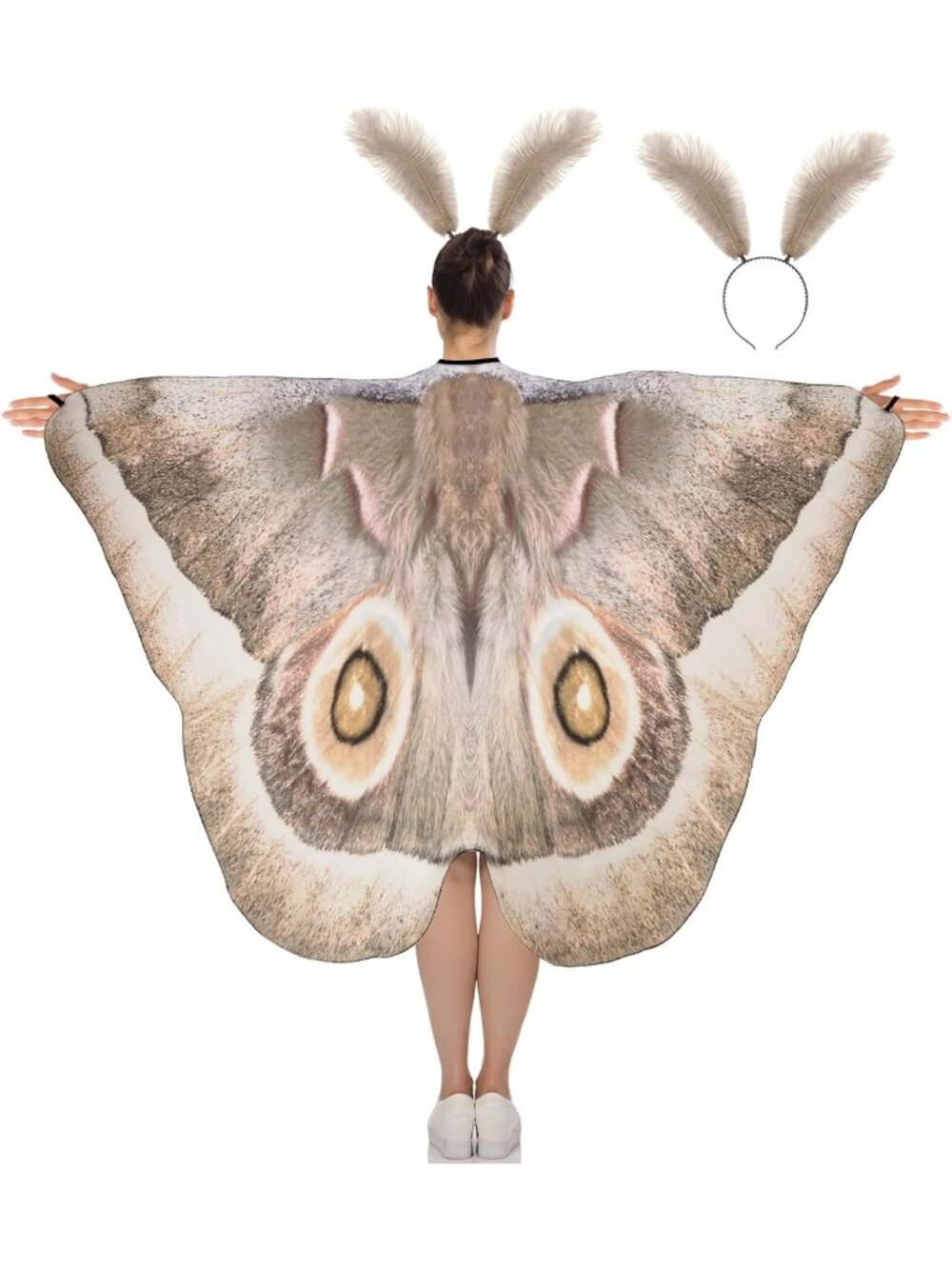 2 Pcs Halloween Moth Wings Costume Cape for Kids & Adults - Spooky Dress Up